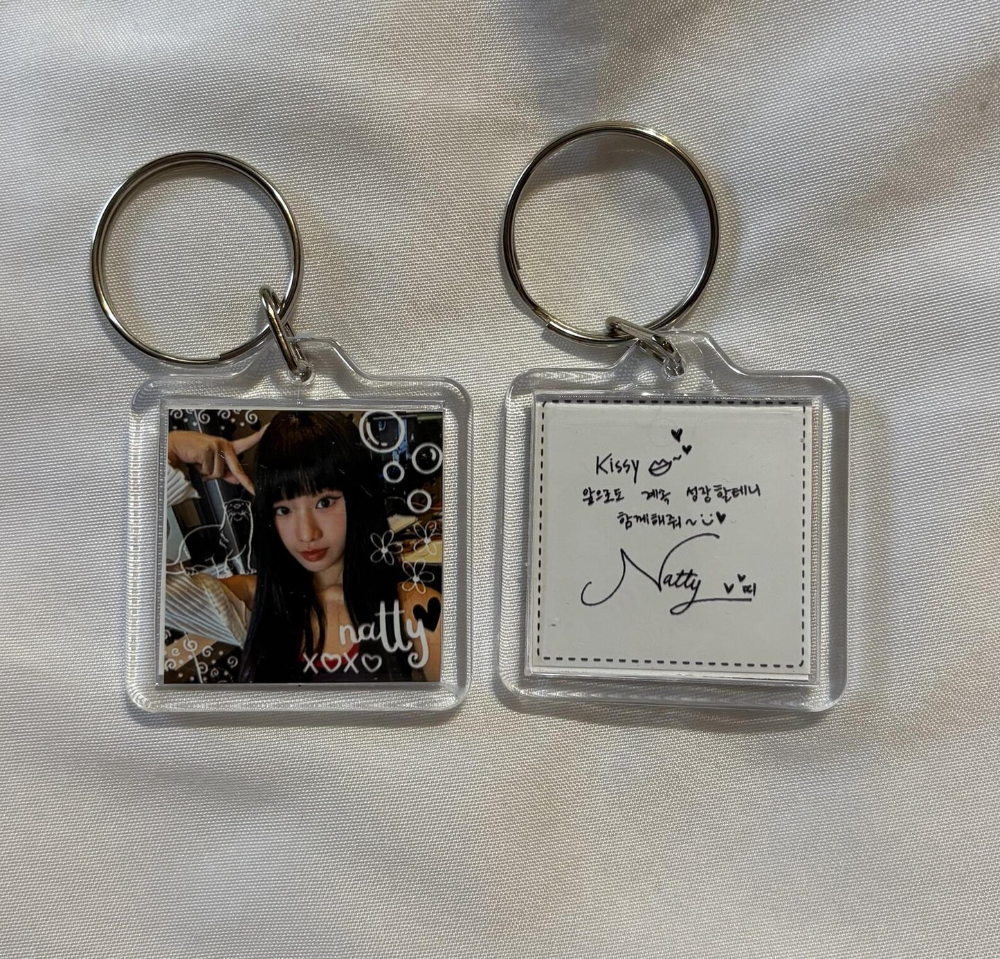 Kiss of Life Member Photo and Handwriting Square Keychain